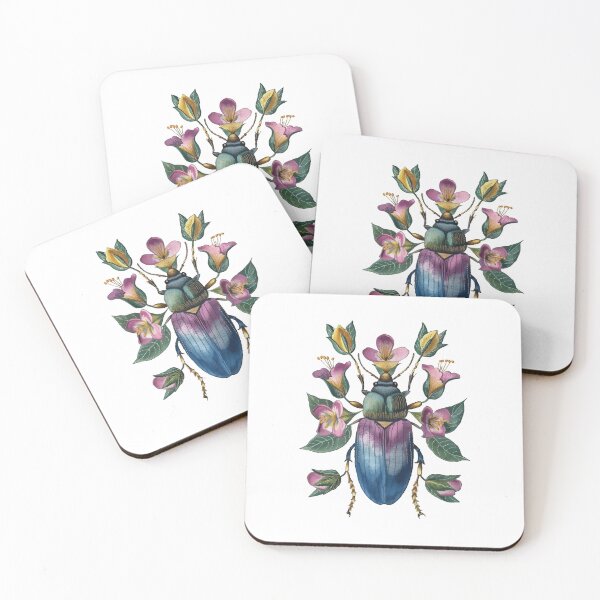 Item preview,  Floral Pattern Beetle Illustration designed and sold by artistcamellia.