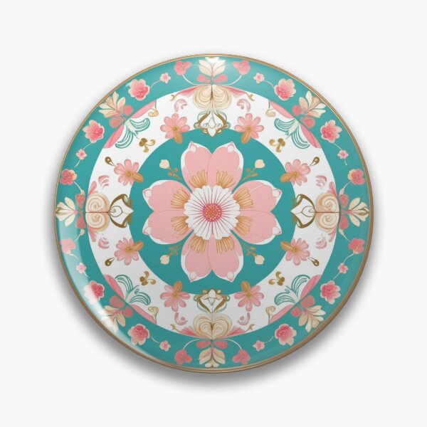 Item preview, Traditional Korean Dancheong Cherry Blossom Ceiling Panel – Elegant Temple Art designed and sold by jelonkaa.