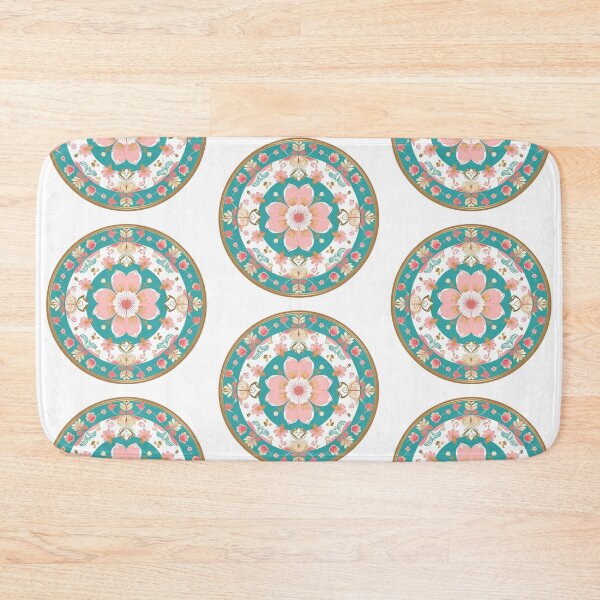 Item preview, Traditional Korean Dancheong Cherry Blossom Ceiling Panel – Elegant Temple Art designed and sold by jelonkaa.
