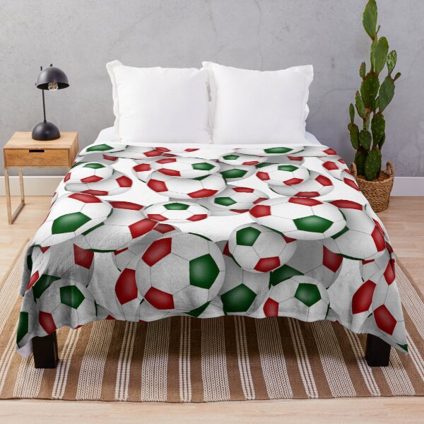 Item preview, Red & green soccer balls pattern designed and sold by katzdzynes.