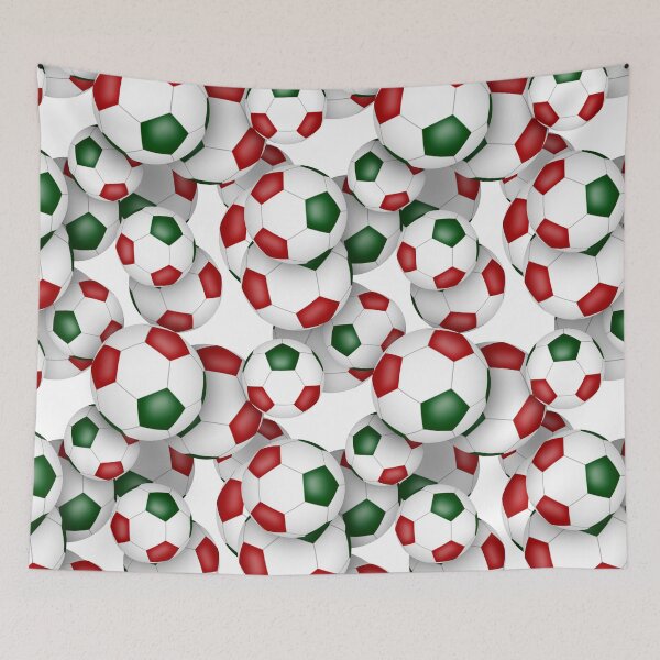 Item preview, Red & green soccer balls pattern designed and sold by katzdzynes.