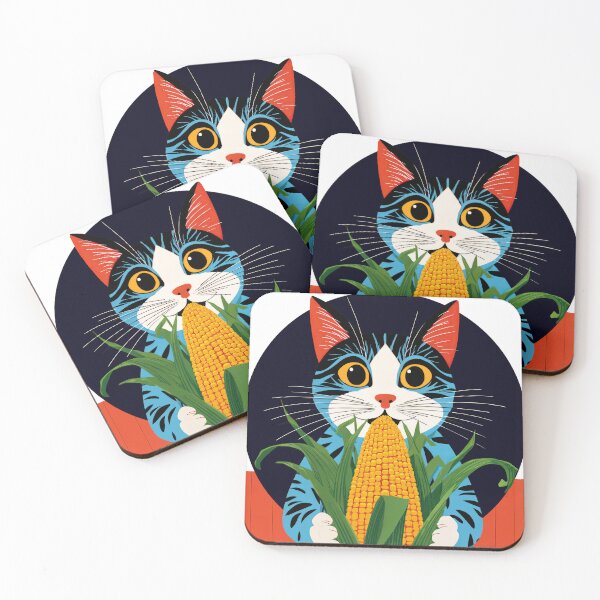 Item preview, Corn-Crunching Kitty: A Whimsical Feast of Feline Charm designed and sold by ForeverPrintsOK.
