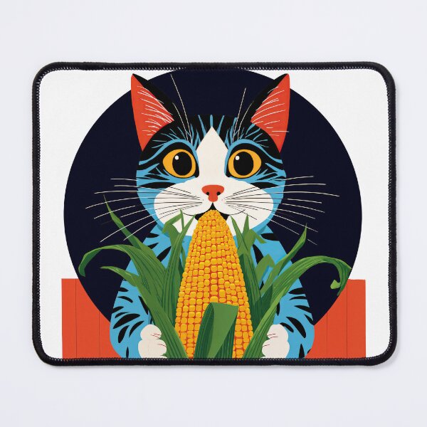 Item preview, Corn-Crunching Kitty: A Whimsical Feast of Feline Charm designed and sold by ForeverPrintsOK.