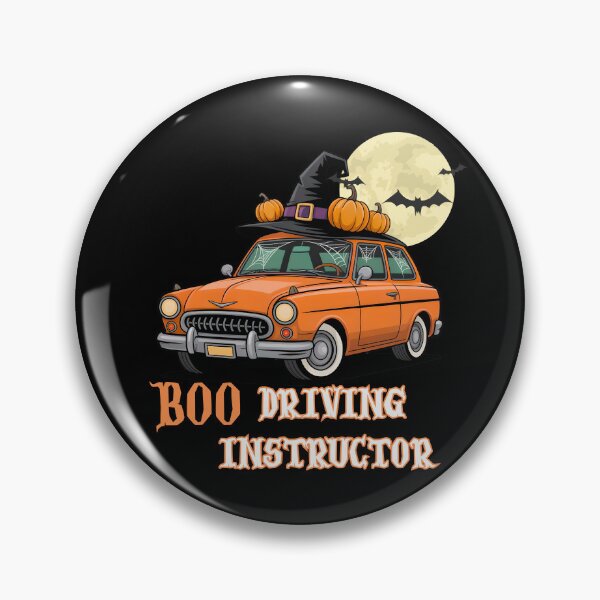 Item preview, Boo Driver Instructor – Cute Halloween Car with Witch Hat and Pumpkins designed and sold by PeteLawliiet.