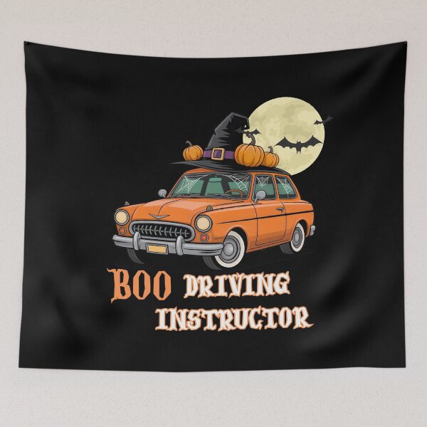 Item preview, Boo Driver Instructor – Cute Halloween Car with Witch Hat and Pumpkins designed and sold by PeteLawliiet.