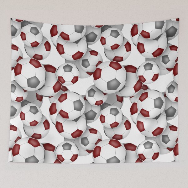 Item preview, Maroon & gray soccer balls pattern designed and sold by katzdzynes.