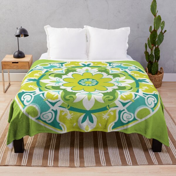 Item preview, Traditional Korean Dancheong Lotus Mandala in Lime and Turquoise – Temple Art Pattern designed and sold by jelonkaa.