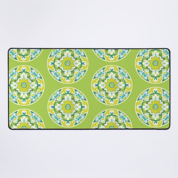 Item preview, Traditional Korean Dancheong Lotus Mandala in Lime and Turquoise – Temple Art Pattern designed and sold by jelonkaa.