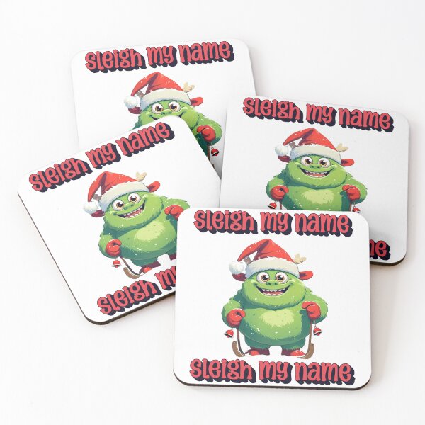 Item preview, Sleigh My Name Cute Green Monster Christmas Design designed and sold by The Sticker Cove.