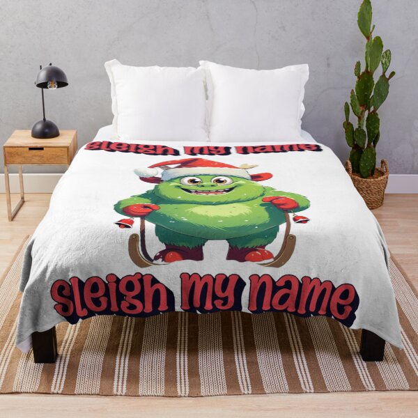 Item preview, Sleigh My Name Cute Green Monster Christmas Design designed and sold by The Sticker Cove.