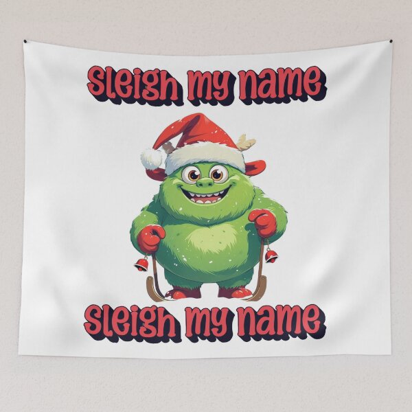 Item preview, Sleigh My Name Cute Green Monster Christmas Design designed and sold by The Sticker Cove.