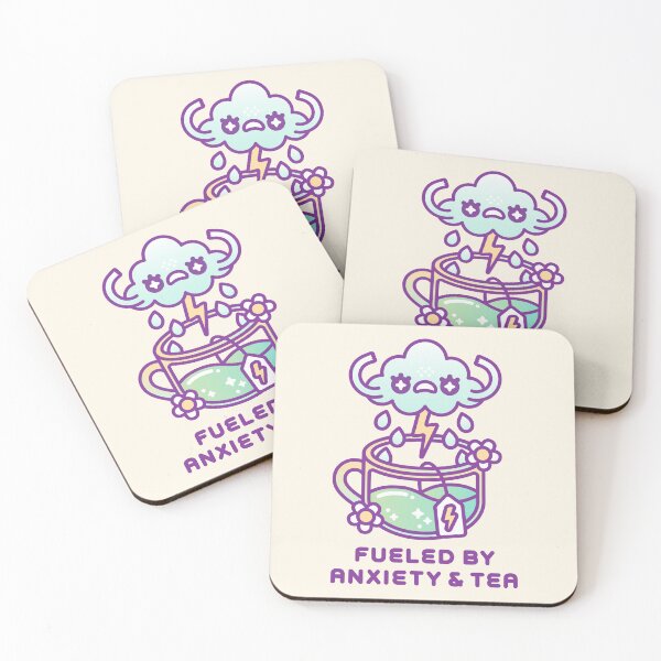 Item preview, Fueled by Anxiety & Tea – Cute Kawaii Storm Cloud Teacup Design designed and sold by musingtreeart.