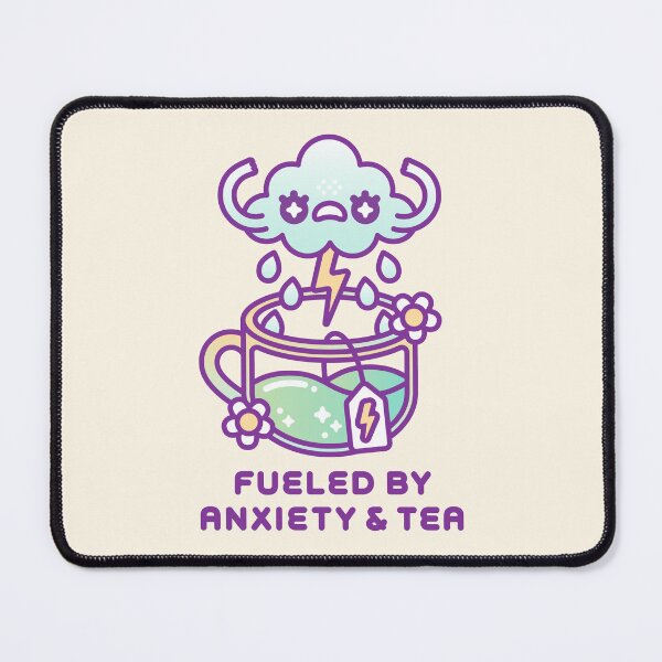 Item preview, Fueled by Anxiety & Tea – Cute Kawaii Storm Cloud Teacup Design designed and sold by musingtreeart.