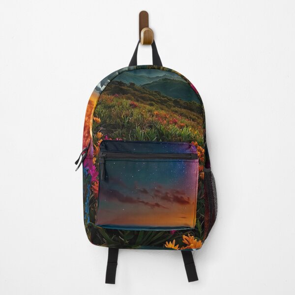 Item preview, Milky Way sunset over flowering meadow designed and sold by PixelParadies.