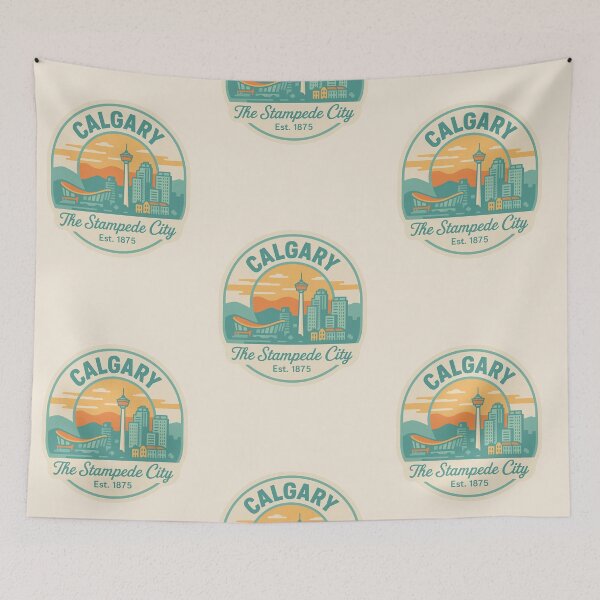 Item preview, Calgary Vintage Spring Sticker – “The Stampede City” Retro Skyline with Est. 1875 designed and sold by Nathan28ings.