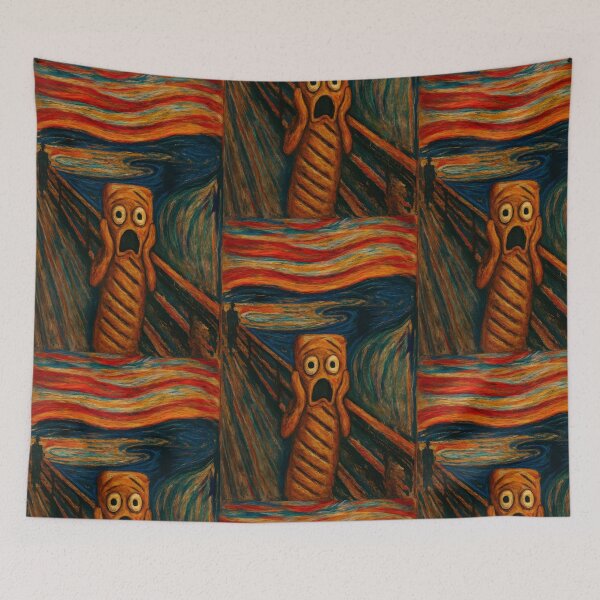 Item preview, The Scream of the Sausage Roll – British Snack Parody Print designed and sold by WhisperFrame.