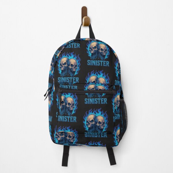 Item preview, sinister twin flaming skulls-blue fire gothic skull art designed and sold by Sinister prints.