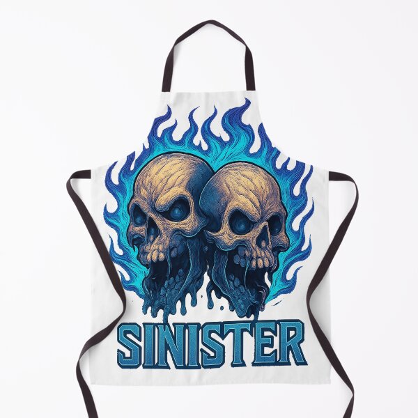 Item preview, sinister twin flaming skulls-blue fire gothic skull art designed and sold by Sinister prints.