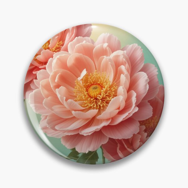 Item preview, Coral Peonies with Golden Centers on Pastel Mint to Sunrise Gradient designed and sold by Universetruth.