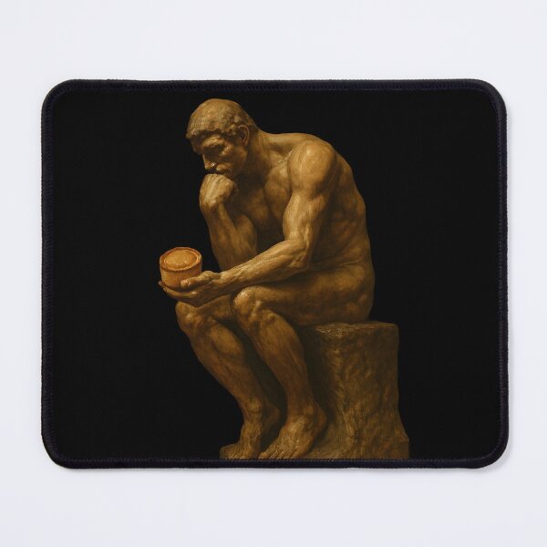 Item preview, The Thinker (with a Pork Pie) – Fine Art Parody Print designed and sold by WhisperFrame.