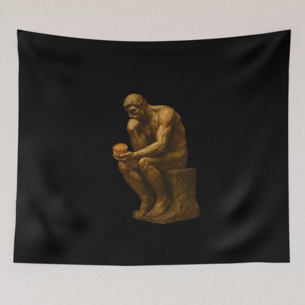 Item preview, The Thinker (with a Pork Pie) – Fine Art Parody Print designed and sold by WhisperFrame.