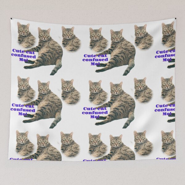 Item preview, Cute cat confused me words with three stray cat pictures  designed and sold by wallartofmio.