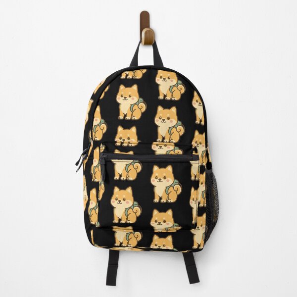 Artikelvorschau, Shiba Inu Hund mit Kawaii Schulrucksack entworfen und verkauft von Ahau Designs.