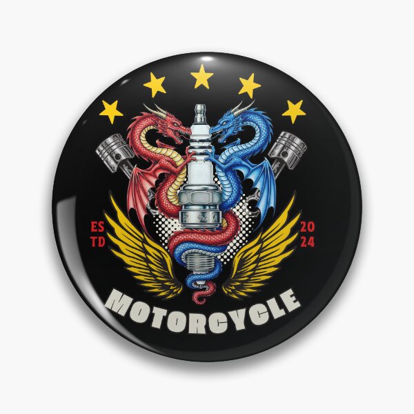 Item preview, Red & Blue Dragons: Biker's Emblem designed and sold by OneMeArt.