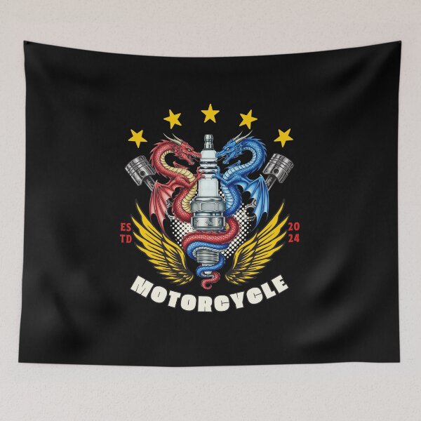 Item preview, Red & Blue Dragons: Biker's Emblem designed and sold by OneMeArt.