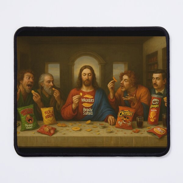 Item preview, The Last Supper… But Crisps – British Snack Parody Print designed and sold by WhisperFrame.