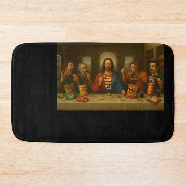 Item preview, The Last Supper… But Crisps – British Snack Parody Print designed and sold by WhisperFrame.