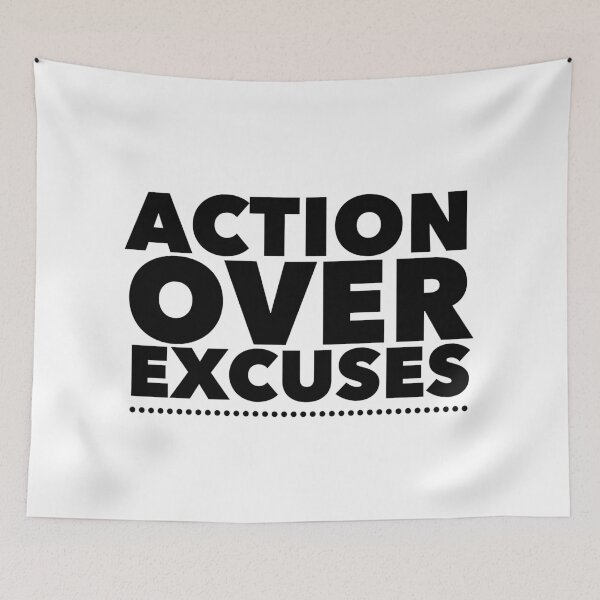 Item preview, Action Over Excuses - Productivity & Hustle Motivator designed and sold by Soaring Eagle.