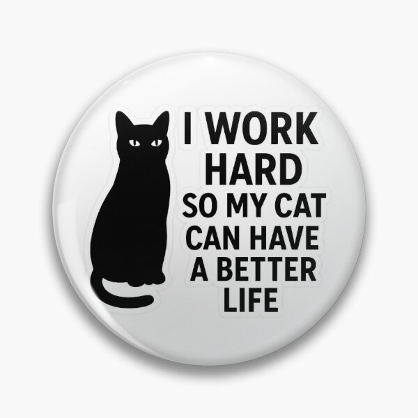 Item preview, Cat Slave Sticker - I Work Hard For My Cat Sarcastic Pet Lover Meme, Minimalist Black Cat Design designed and sold by BlackDau.
