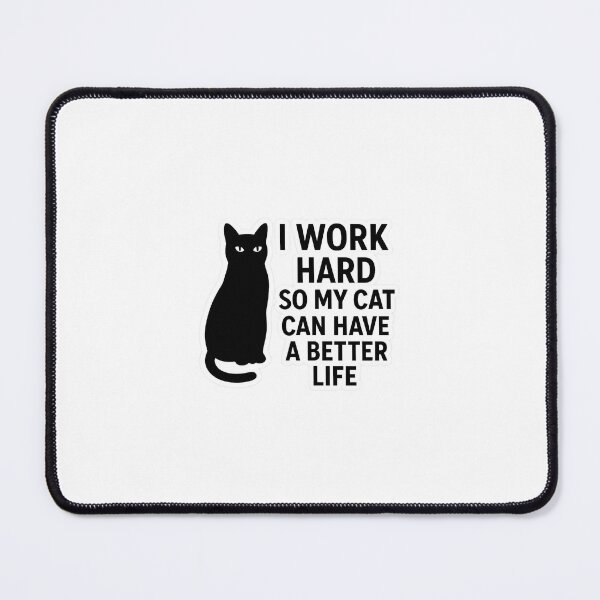 Item preview, Cat Slave Sticker - I Work Hard For My Cat Sarcastic Pet Lover Meme, Minimalist Black Cat Design designed and sold by BlackDau.