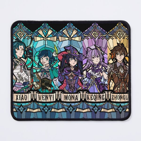 Item preview, Genshin Impact stained glass - Xiao, Venti, Mona, Keqing, Zhongli designed and sold by Aixen Art.