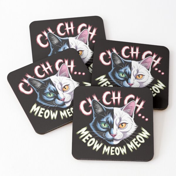 Item preview, Ch Ch Ch Meow Meow Meow – Half Black Half White Cat Horror Sketch designed and sold by Slavicsoul.