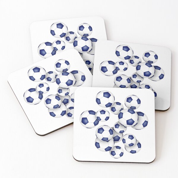 Item preview, Blue & white soccer balls pattern designed and sold by katzdzynes.