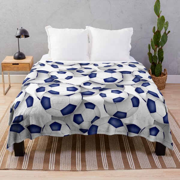 Item preview, Blue & white soccer balls pattern designed and sold by katzdzynes.