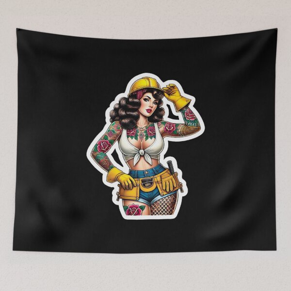Item preview, Tattooed Construction Pinup designed and sold by PinUpPizzazz.