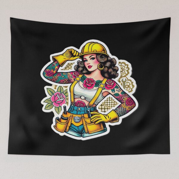 Item preview, Tattooed Construction Pinup designed and sold by PinUpPizzazz.