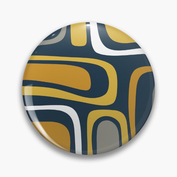 Item preview, Palm Springs Mid-Century Modern Abstract Pattern in Light and Dark Mustard, Gray, and White on Navy Blue designed and sold by kierkegaard.