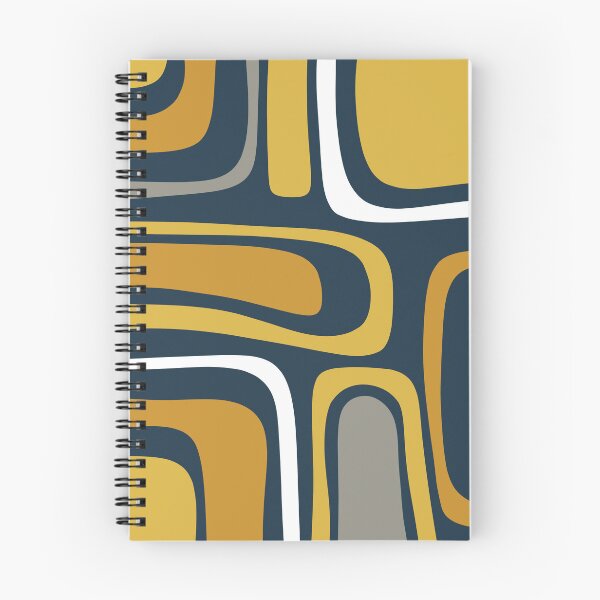 Item preview, Palm Springs Mid-Century Modern Abstract Pattern in Light and Dark Mustard, Gray, and White on Navy Blue designed and sold by kierkegaard.