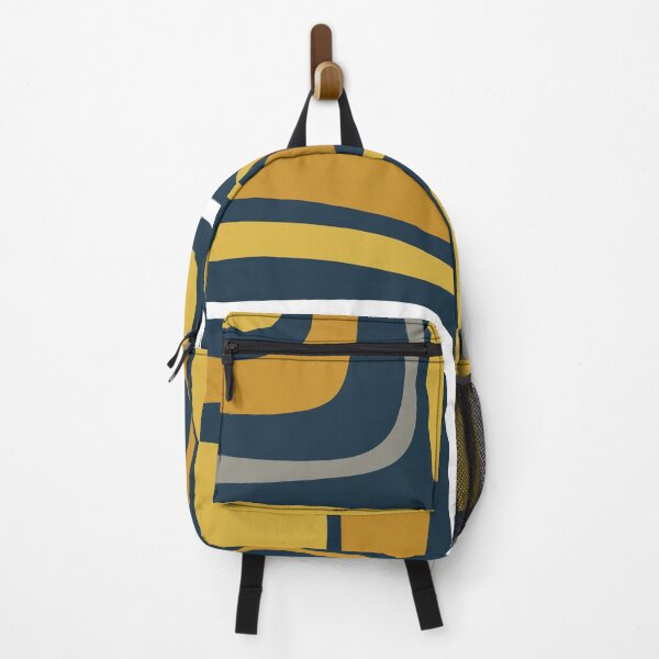 Item preview, Palm Springs Mid-Century Modern Abstract Pattern in Light and Dark Mustard, Gray, and White on Navy Blue designed and sold by kierkegaard.