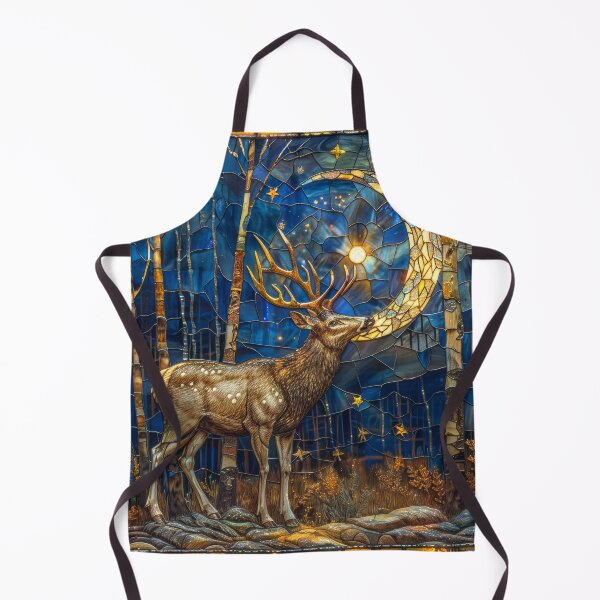 Item preview, Stained Glass Deer Under Moon – Mystical Woodland Animal Art designed and sold by MargaretWiktor.