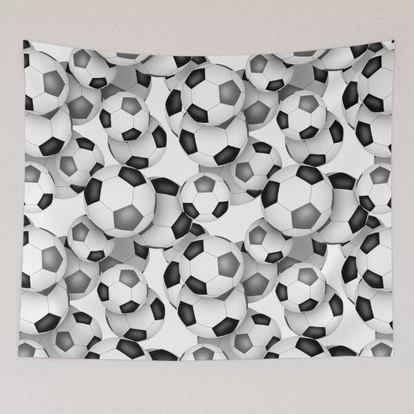 Item preview, Black & gray soccer balls pattern designed and sold by katzdzynes.