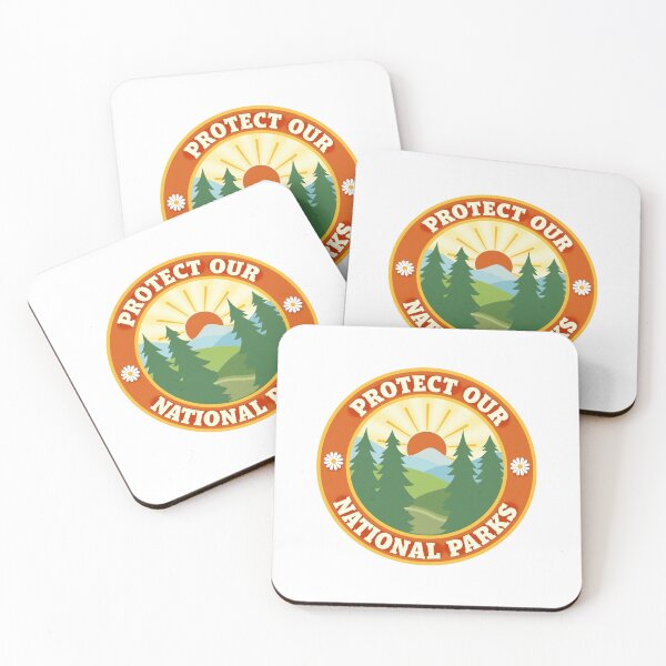 Item preview, Protect our national parks - save our lands, birds, mountains and trees retro sunset   designed and sold by SkeletonsDanger.