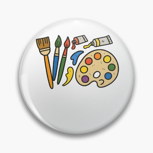 Item preview, Art supplies illustration with paintbrushes and palette, isolated, back to school, AI generated designed and sold by dvoevnore.