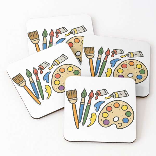 Item preview, Art supplies illustration with paintbrushes and palette, isolated, back to school, AI generated designed and sold by dvoevnore.