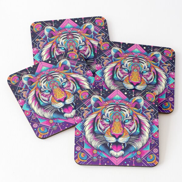 Item preview, Colorful geometric mystic tiger designed and sold by Dogandesighn.