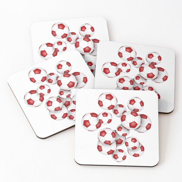Item preview, Red & white soccer balls pattern designed and sold by katzdzynes.